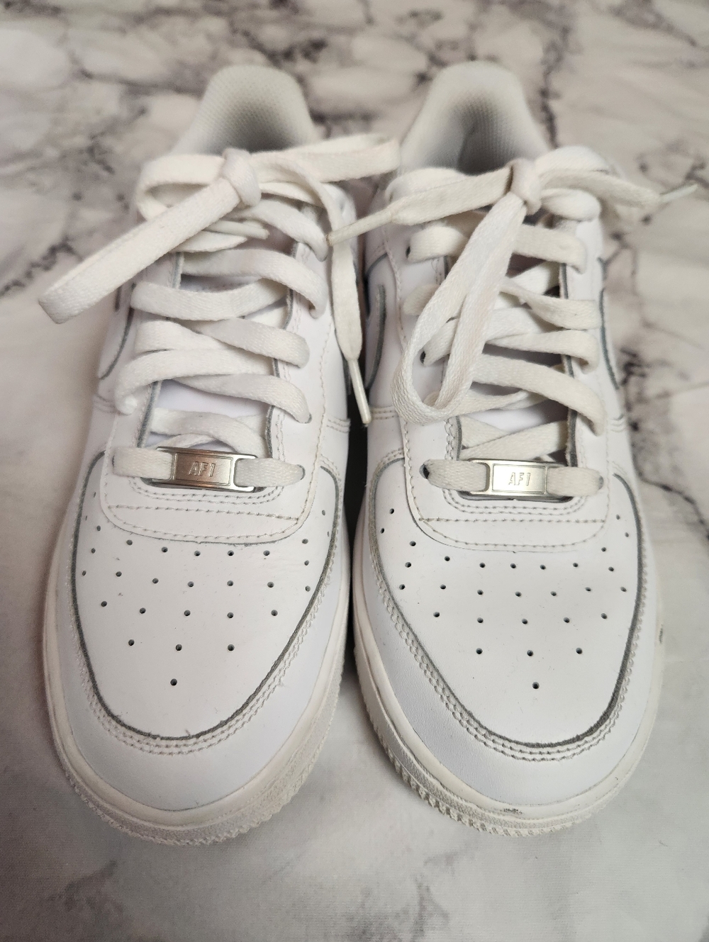 White AF1 Style Leather Sneakers Youth Sz7 Unisex Casual School Shoes